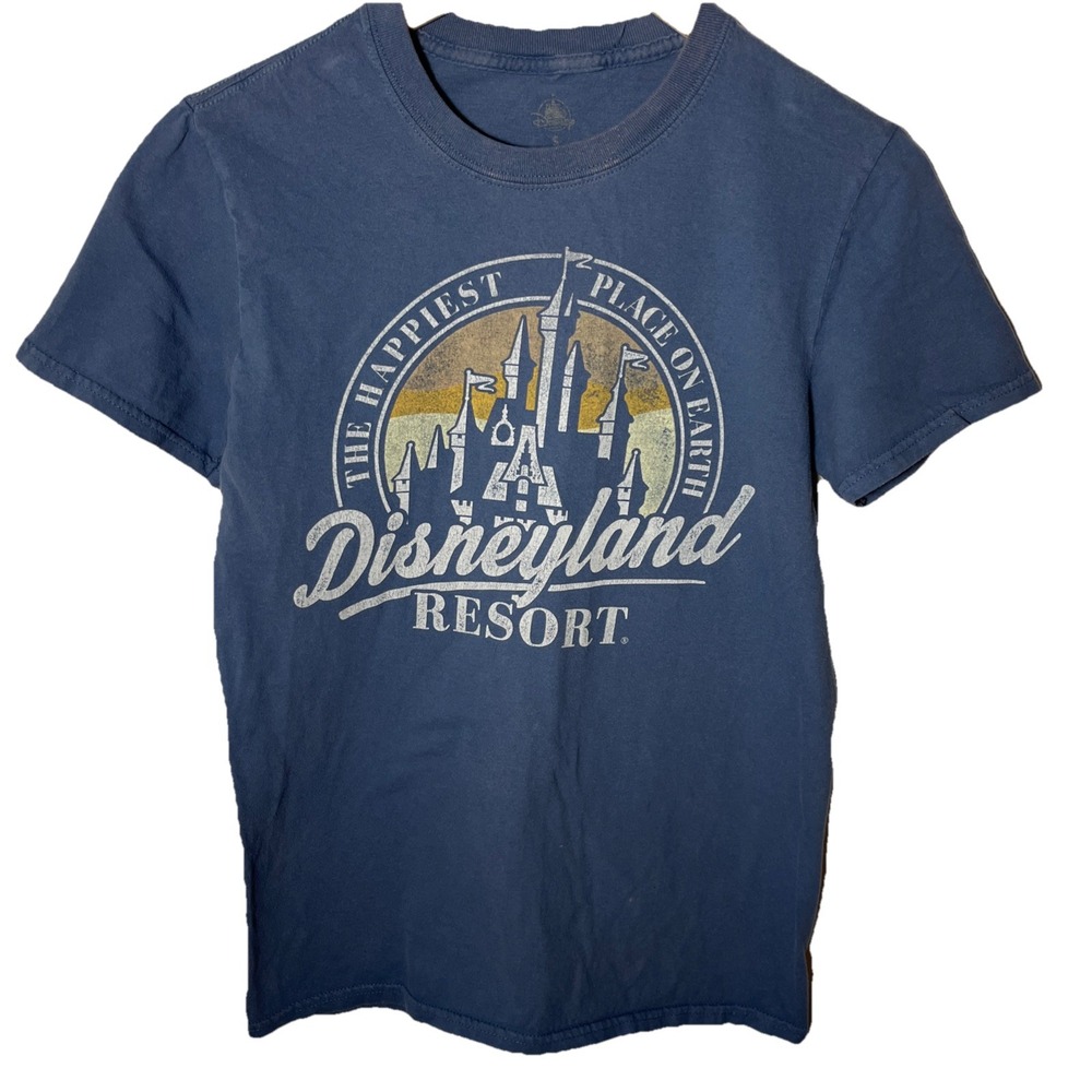 Disneyland Resort T-Shirt Small Blue Happiest Place on Earth Castle Graphic Tee